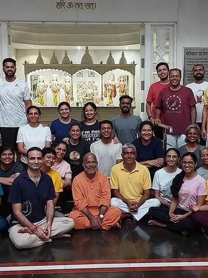 The bonds formed during our time together are a vital part of the experience. Here is a group of students after a special class in Gurgaon, sharing the joy and peace that comes from practicing together as a spiritual community, or sangha.
