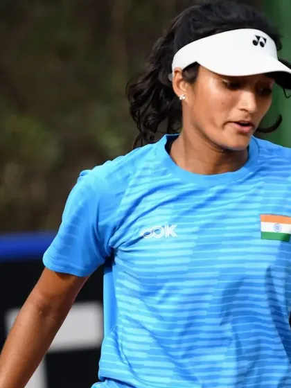 Making my debut for India in the Billie Jean King Cup. Here I am playing doubles, fighting for every point with my partner. The experience of competing alongside the best in the country was unforgettable.