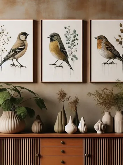 This set of three bird illustrations offers a clean and classic look for any wall. We offer these as high-quality art prints, perfect for creating a coordinated gallery wall in your home or workspace.
