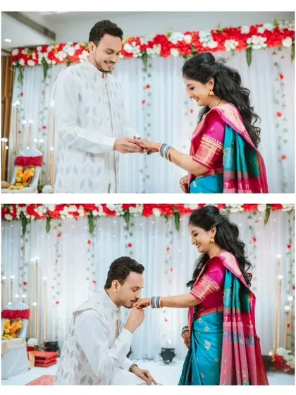 The traditional ring exchange ceremony is a cornerstone of the engagement. I capture both the formal placement of the ring and the gentle, respectful kiss to the hand that follows.