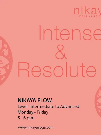 For experienced yogis, the 'Intense & Resolute' Nikaya Flow offers a challenge. We explore advanced poses and sequences to push our limits mindfully.