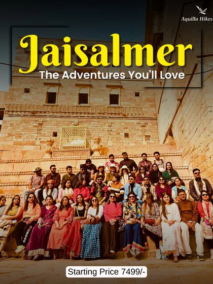 This poster for our Jaisalmer trip shows a large group enjoying the view from the fort, giving you a glimpse of the fun and community you'll be a part of.