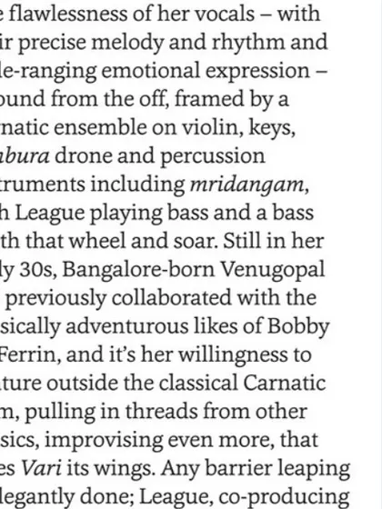 A five-star review for my album 'Vari' from Songlines Magazine. This kind of recognition for the flawlessness of the vocals and the elegant barrier-leaping is incredibly gratifying.