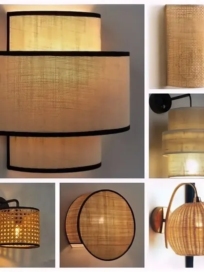 Our collection includes a variety of wall-mounted lights and sconces. These fixtures are perfect for adding ambient lighting to hallways, bedrooms, or restaurant walls, with designs ranging from modern cylindrical to intricate woven patterns.