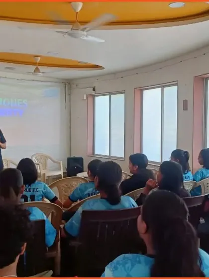Our facilitator leads a session on hormones and menstruation for young football players in Pune. We believe that understanding the science behind their bodies empowers athletes to take control of their health.