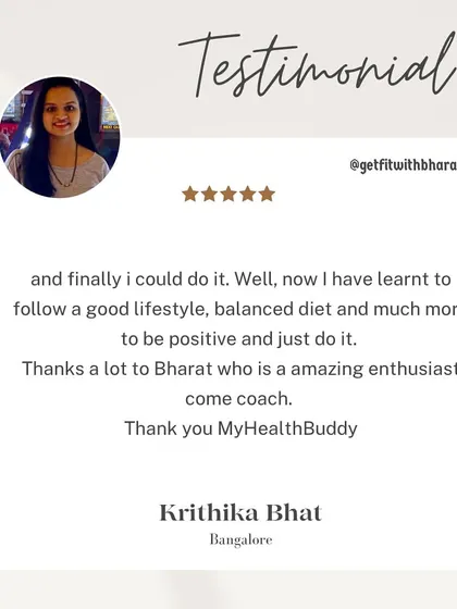 Krithika learned to follow a good lifestyle and balanced diet. She thanks me for being an amazing and enthusiastic coach.