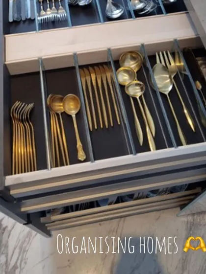My feel-good moment: a perfectly organized drawer of gold-plated cutlery. It's the small details that bring the greatest satisfaction.