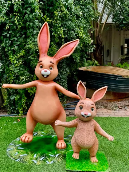 These playful rabbit props are perfect for an Easter event, a woodland theme, or as part of our larger farm animal collection.