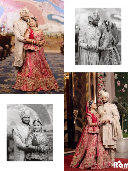 A beautiful collage of the couple's wedding portraits, mixing color and black and white to create a timeless collection of their special moments.