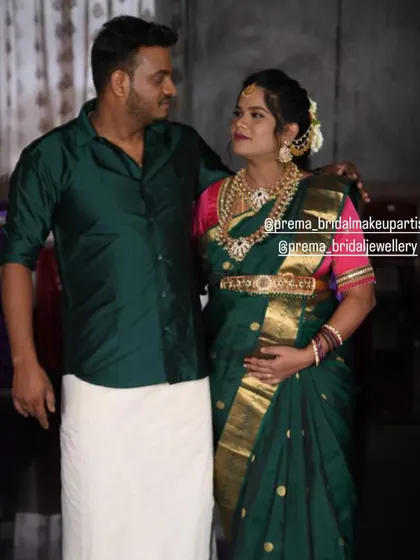 A sweet, candid moment captured between the expecting parents.