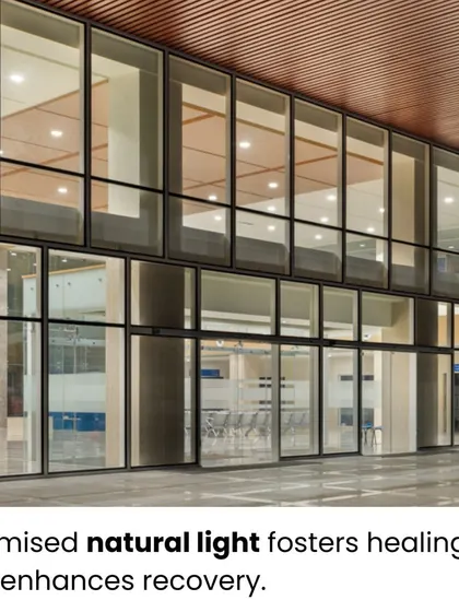 A building's facade is integral to its performance. Optimized fenestration allows for abundant natural light, which fosters healing and enhances recovery, while also improving the building's energy efficiency.