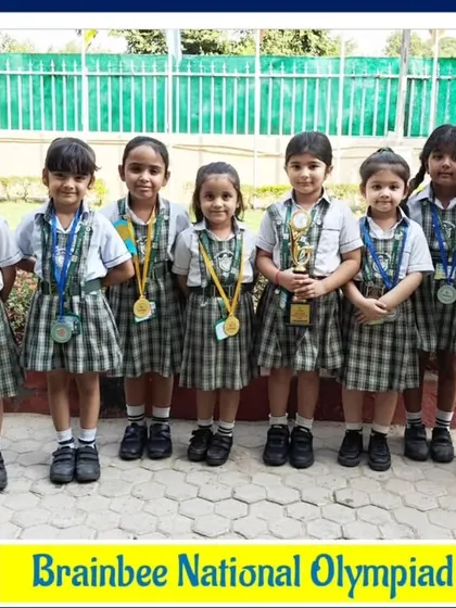 A lineup of proud medal winners from Delhi Public School, Agra, after the 2024 National Olympiad.