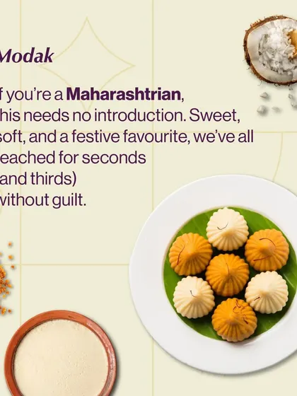 A festive favorite from Maharashtra, the Modak. This image showcases the sweet, soft, coconut-filled dumpling that is a beloved part of our culinary culture.