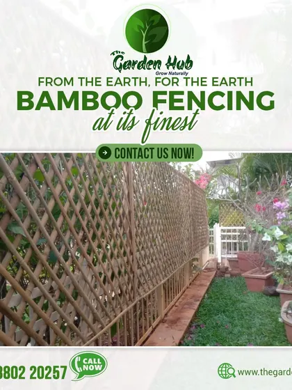 From the earth, for the earth. Our bamboo fencing is at its finest, as shown in this installation of a crisscross pattern fence that adds texture and partial privacy.