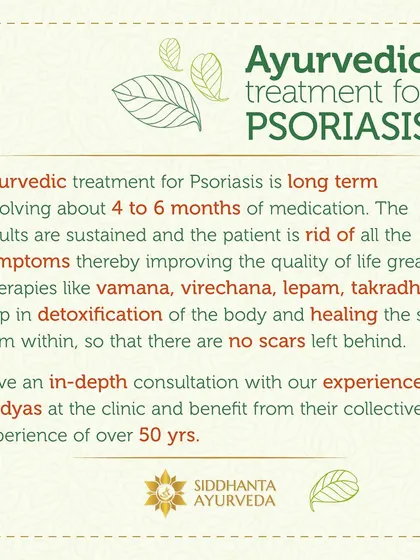 My Ayurvedic treatment for Psoriasis is a long-term plan, typically involving 4 to 6 months of medication and therapies like Vamana and Lepam. This sustained approach aims to clear symptoms and prevent recurrence for a better quality of life.