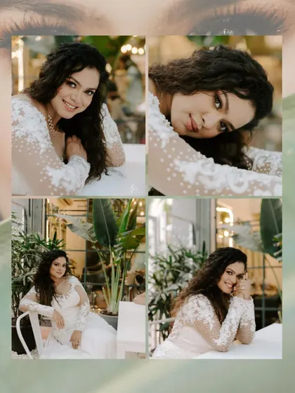 A collage of beautiful bridal portraits. These shots showcase the bride's elegance and happiness from different angles and in different poses.