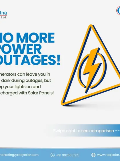 No more power outages. Unlike generators that can fail, our solar panels keep your lights on and your life charged, providing a reliable source of power during outages.