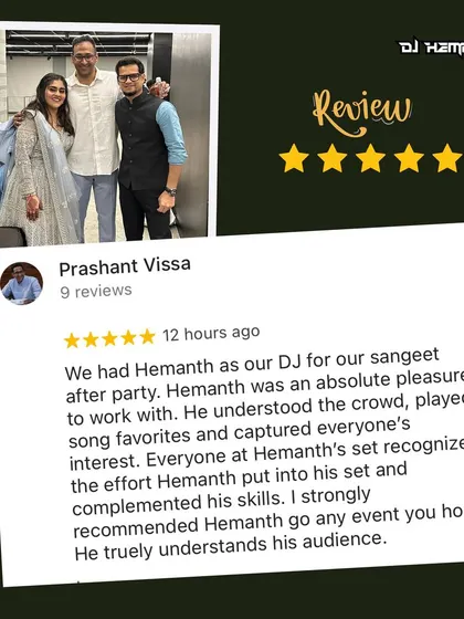 Thank you, Prashant, for this amazing review. I'm so happy I could capture the interest of all your guests and that my set was recognized for the effort I put into understanding your audience.