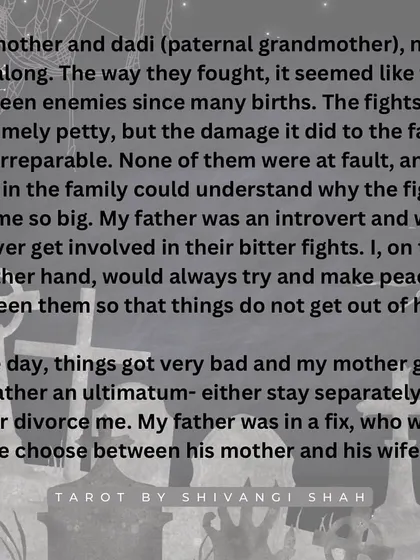 A story of a mother and daughter-in-law whose constant fighting is resolved through past life regression, revealing they were enemies in a previous birth.