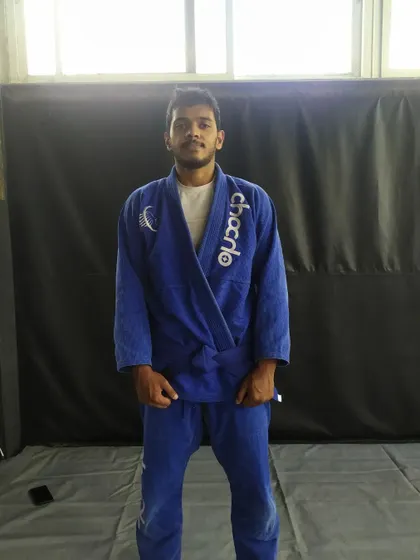 A solo shot after being promoted to blue belt. It's a reminder of the hard work put in and the journey still ahead.