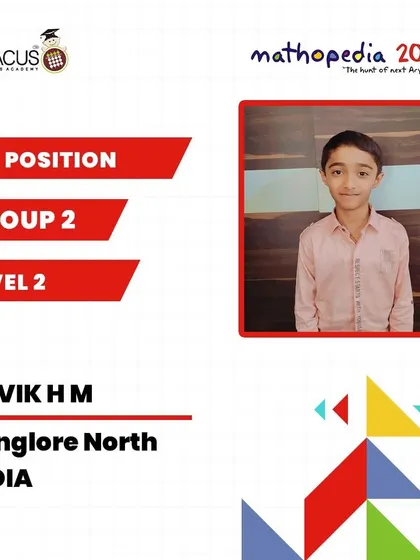 AdVik H M from Bangalore North, celebrating his 1st Position achievement.