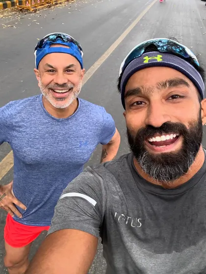 A selfie with a fellow runner. The multiplier effect of a positive community is a game changer for your motivation and mindset. I'm grateful for my running family.