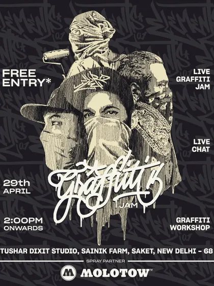 This is a poster I designed for Elements 0.1, a big hip-hop event in Delhi. I brought together some of the top graffiti writers from around NCR for a live jam, giving people a rare chance to see us all paint together in one place.