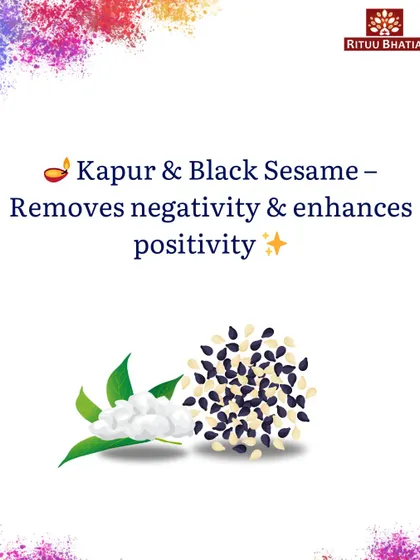 Offering Kapur (camphor) and black sesame seeds to the Holika fire is a powerful way to remove negative energies. This ritual cleanses your aura and your home, enhancing positivity for the year ahead.