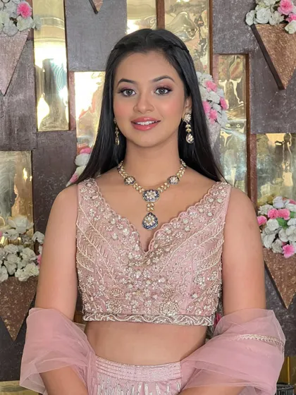 A classic portrait of this client, her makeup looking flawless.