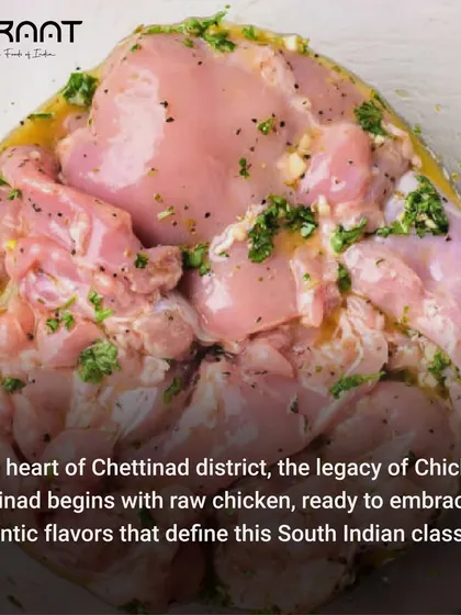 The legacy of Chicken Chettinad begins with raw, fresh chicken, ready to embrace the authentic flavours that define this South Indian classic.