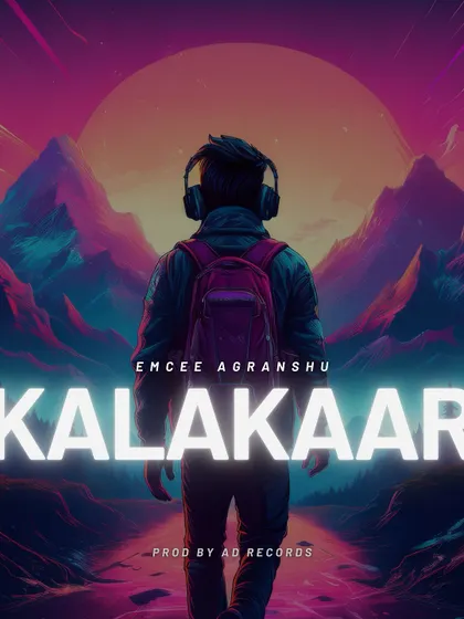 The cover art for the original 'Kalakaar'. This track is about the journey of an artist, a dreamer, and a hustler, and the visual represents that solitary walk towards a goal.