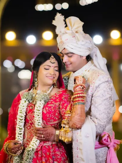 A close-up of the couple sharing a tender moment after the ceremony.