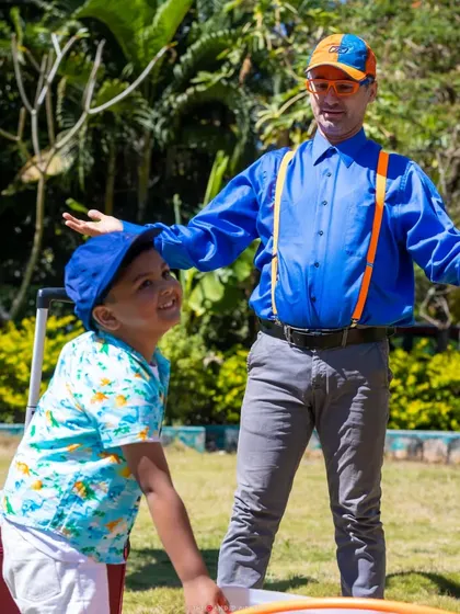 A heartwarming moment of awe as the birthday boy meets Blippi for the first time.