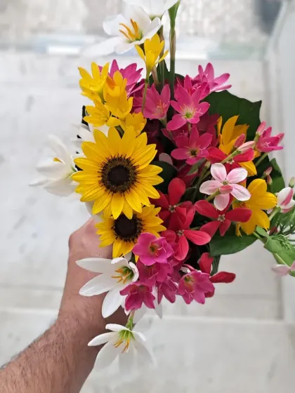 A final shot of the bouquet, showing the variety of colors and shapes.