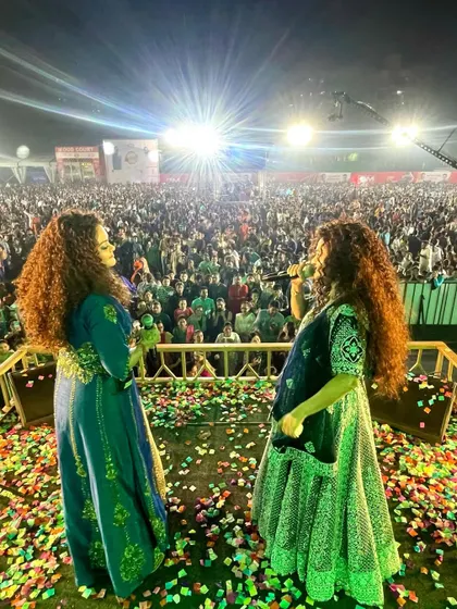 A view from our stage on Day 4 of Navratri Mahotsav. Seeing thousands of people united by music and dance is a blessing.