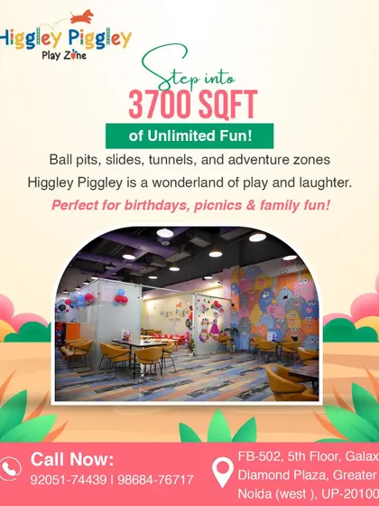 Welcome to our 3700 sqft wonderland of play. I designed the space to be open and inviting, with a dedicated café area for adults and a vibrant, fully-equipped playzone for kids, ensuring comfort for everyone.
