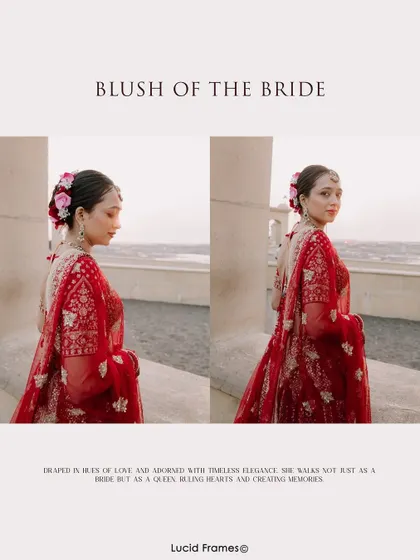 "Blush of the Bride." A diptych of elegant bridal portraits, capturing her grace and beauty.