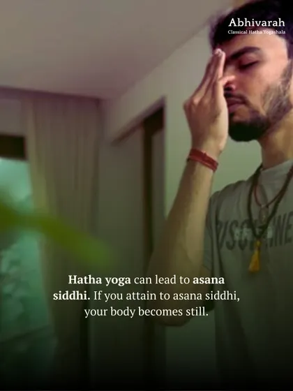 The goal of Hatha Yoga is to achieve 'asana siddhi', a state where the body becomes perfectly still, allowing consciousness to flourish. This is not just a physical workout but a dedicated path to inner mastery.