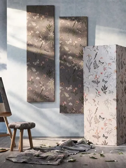 We presented this fabric collection as works of art in a painter's studio. This concept elevates the product, framing it as a piece of design inspiration for creative home decor.