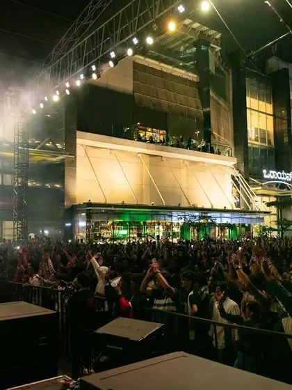 The view from the stage, looking out at the massive crowd at Orion Mall for the festival.