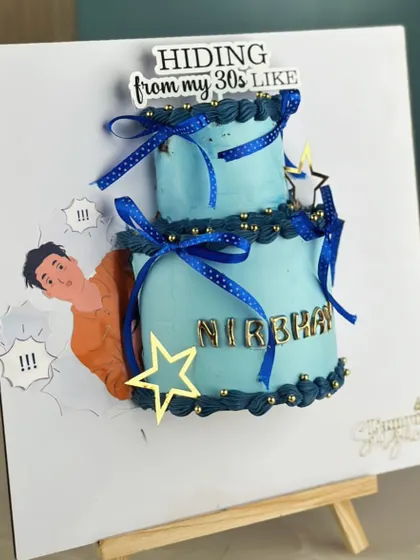 When cake becomes your canvas. This unique 2D-style cake, with a character peeking out from behind, is art you can eat, and it tastes as good as it looks.