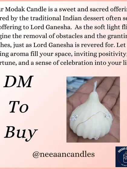 My Modak candle is a sweet and sacred offering. As its soft light flickers, it represents the removal of obstacles and the granting of wishes, just like Lord Ganesha.