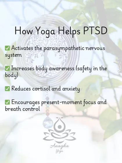 Learn how my trauma-informed yoga approach helps with PTSD by activating the parasympathetic nervous system, increasing body awareness, and reducing cortisol levels.