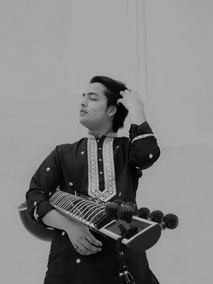 A thoughtful black and white portrait from the "Rang Morla" series.