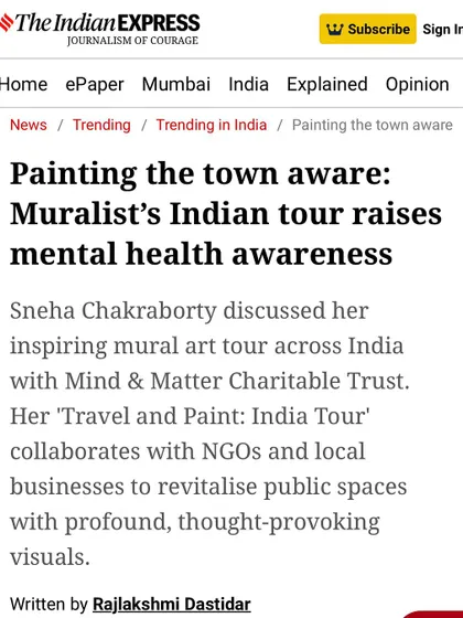 The headline from the article, "Painting the town aware". This captures the mission of my initiative perfectly: to use art to start important conversations and revitalize public spaces with meaning.
