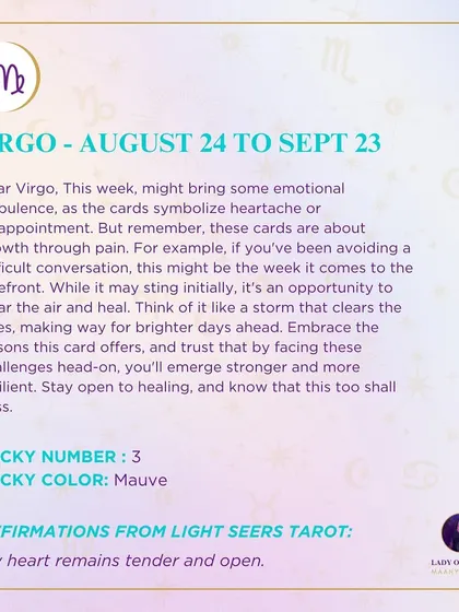 A weekly tarot prediction for Virgo. This week might bring some emotional turbulence, but these cards are about growth through pain. Embrace the lessons and stay open to healing.