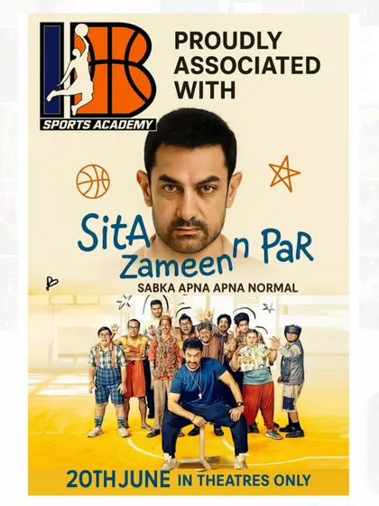 The official poster announcing our proud association with 'Sitaare Zameen Par'. This partnership helped shine a national spotlight on the importance of sports and inclusion.