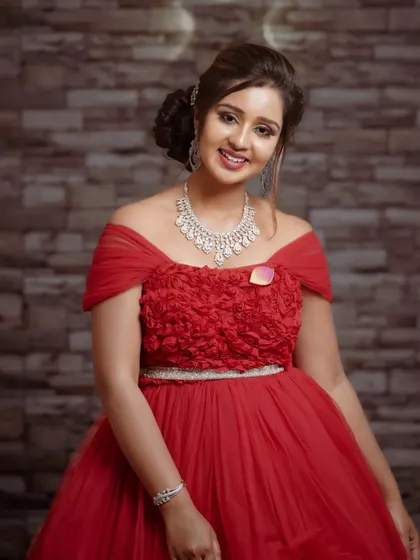 A duplicate of the red gown portrait, which can be used in different contexts to showcase the work.