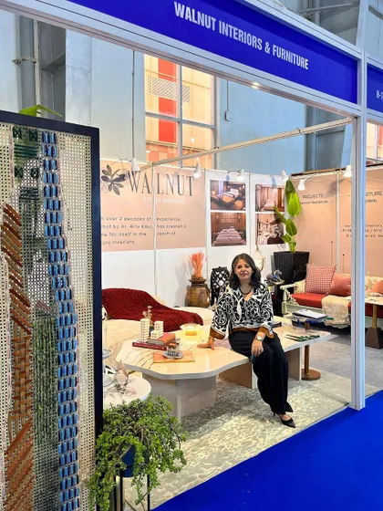 Posing at my booth at the IHE hospitality expo. These events are a fantastic opportunity to connect with B2B clients and showcase our exclusive furniture and design concepts for hotels and luxury residences.