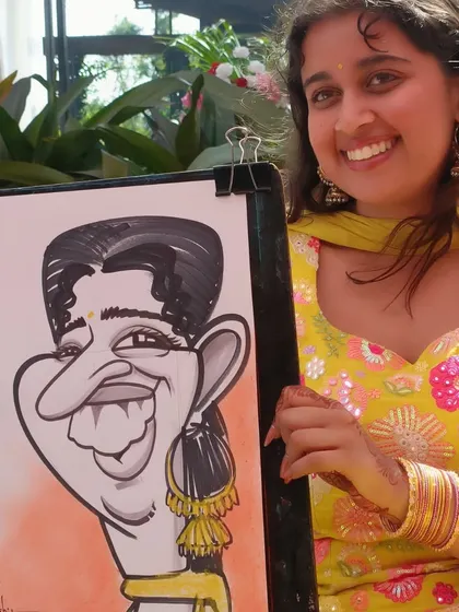 Another shot of this happy guest. Her joy is evident in both the photo and the drawing.